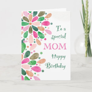 To Mum on Birthday Colourful Card
