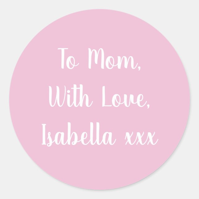 To Mum with Love Pink gift tag sticker (Front)