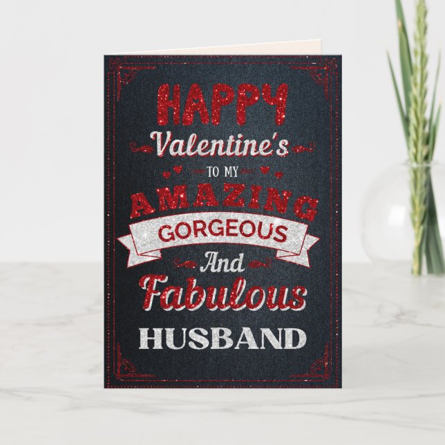 To My Amazing Husband Glitter Valentine Card (Front)
