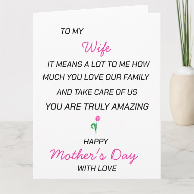To My Amazing Wife Sweet Mother's Day  Thank You Card (Front)