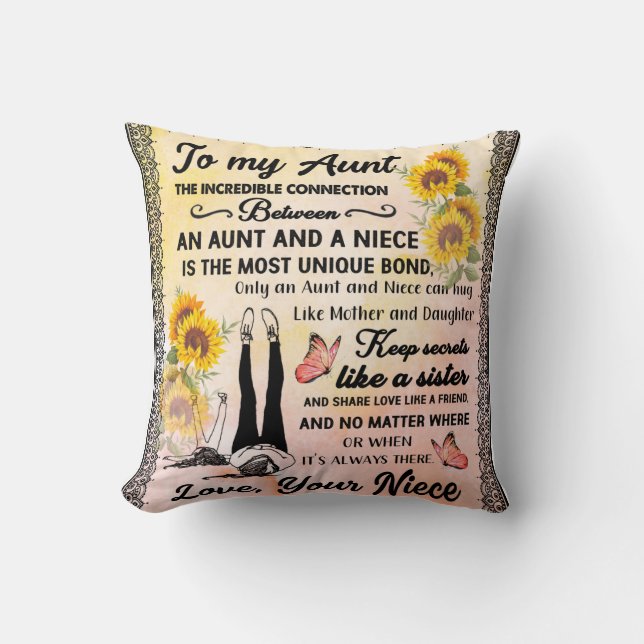To My Aunt From Niece Sunflower Lover Gift Cushion (Front)