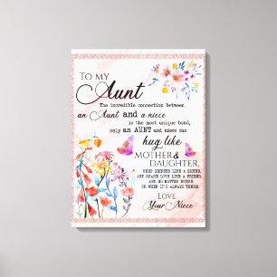 To My Aunt Gift, Butterfly Gift From Niece Canvas Print