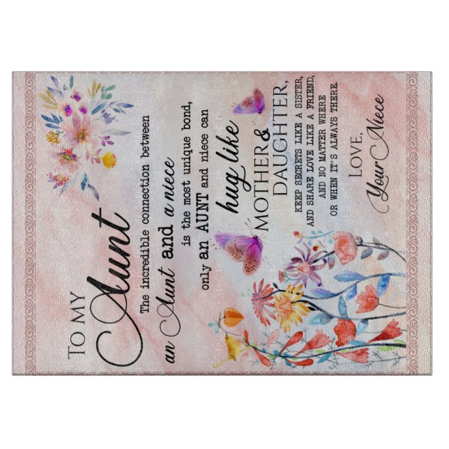 To My Aunt Gift, Butterfly Gift From Niece Cutting Board (Front)