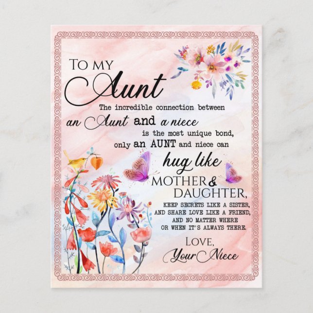 To My Aunt Gift, Butterfly Gift From Niece Flyer (Front)