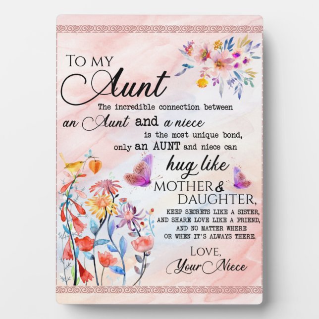 To My Aunt Gift, Butterfly Gift From Niece Plaque (Front)