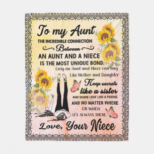 To My Aunt Gift, Sunflower Gift From Niece Fleece Blanket