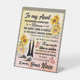 To My Aunt Gift, Sunflower Gift From Niece Pedestal Sign