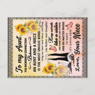 To My Aunt Gift, Sunflower Gift From Niece Postcard