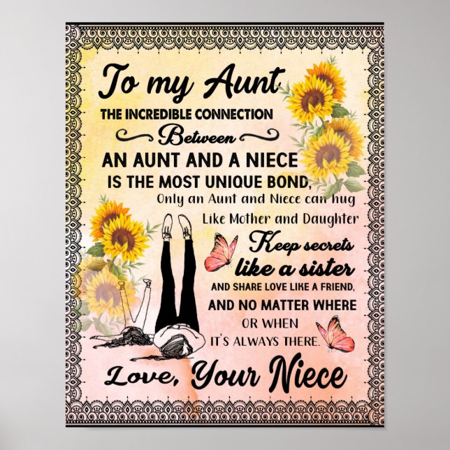 To My Aunt Gift, Sunflower Gift From Niece Poster (Front)