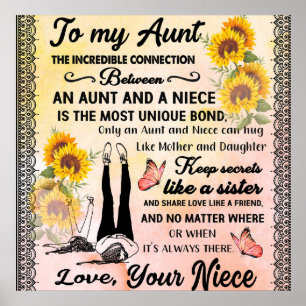 To My Aunt Gift, Sunflower Gift From Niece Poster