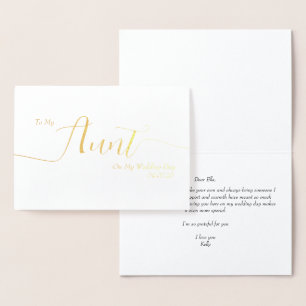 To My Aunt on My Wedding Day Elegant Script Foil Card