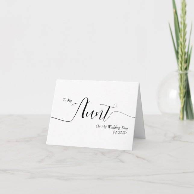 To My Aunt on My Wedding Day Elegant Script Thank You Card (Front)