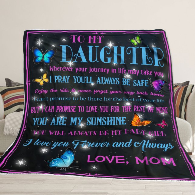 To My Beautiful Daughter, Gift From Mum Fleece Blanket (Creator Uploaded)