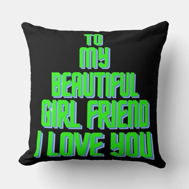 To My Beautiful Girlfriend I Love You Xmas Black Cushion (Front)