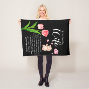 To My Beautiful Wife From Husband Flower Fleece Blanket