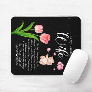 To My Beautiful Wife From Husband Flower Mouse Mat