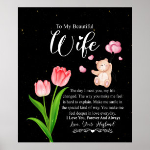 To My Beautiful Wife From Husband Flower Poster
