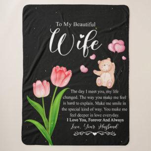 To My Beautiful Wife From Husband Flower Sherpa Blanket