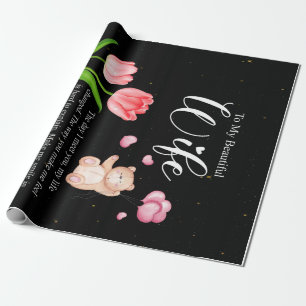 To My Beautiful Wife From Husband Flower Wrapping Paper
