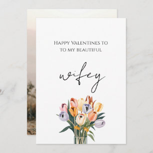 To My Beautiful Wifey Valentines Elegant Photo Holiday Card