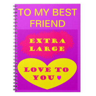 To my best friend message on yellow heart purple notebook