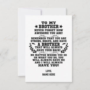 To My Brother gift From Brother with Custom Name Thank You Card