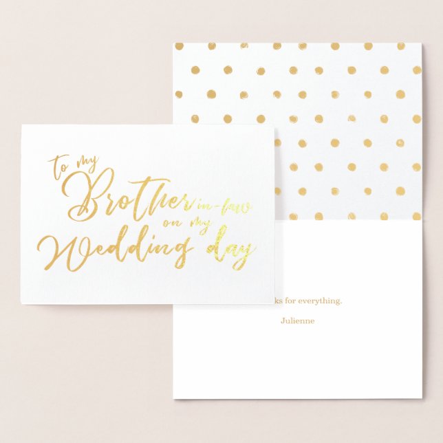 To My Brother-in-law On My Wedding Day Foil Card (Display)