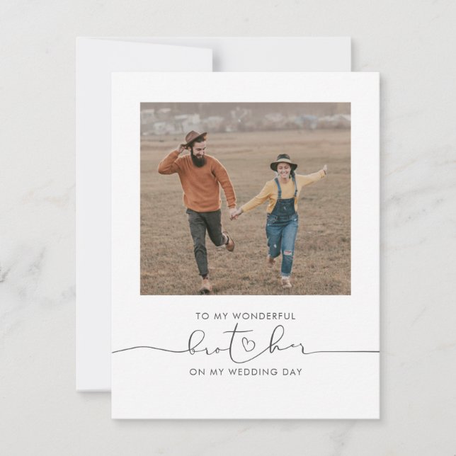 To My Brother on My Wedding Day Cute Photo (Front)