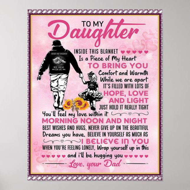 To My Daughter Birthday Gift, Cute Dad Baby Gift Poster (Front)