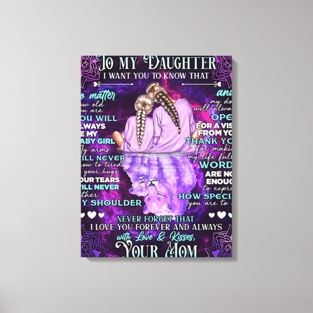To My Daughter Birthday Gift, Cute Mum Baby Gift Canvas Print (Front)