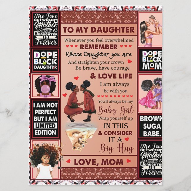 To My Daughter Birthday Gift, Cute Mum Baby Gift Menu (Front)