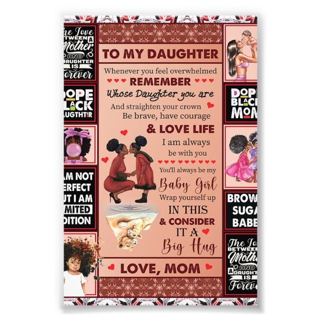 To My Daughter Birthday Gift, Cute Mum Baby Gift Photo Print (Front)