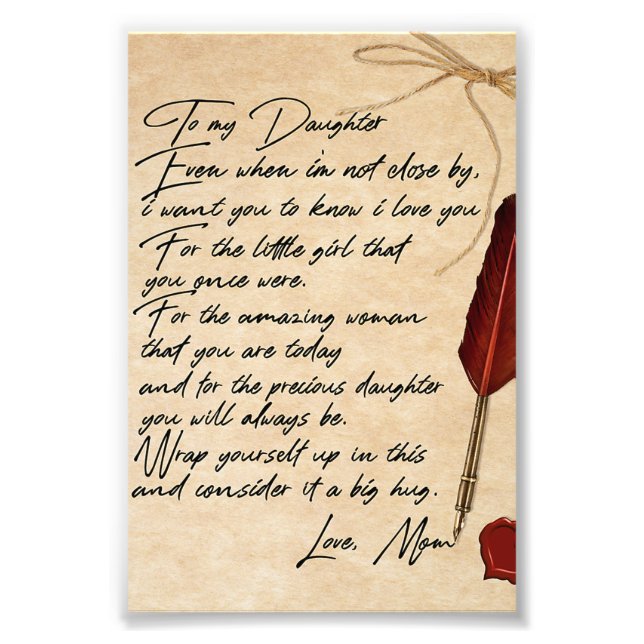 To My Daughter Birthday Gift, Cute Mum Baby Gift Photo Print (Front)