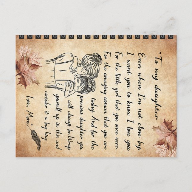 To My Daughter Birthday Gift, Cute Mum Baby Gift Postcard (Front)