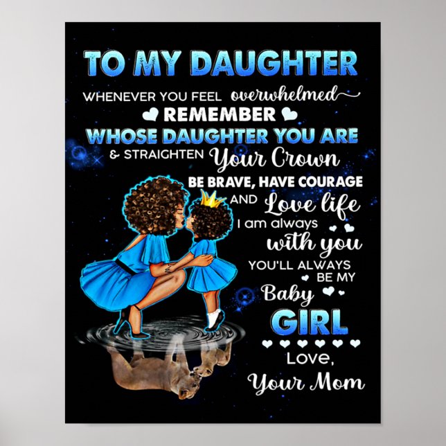 To My Daughter Birthday Gift, Cute Mum Baby Gift Poster (Front)