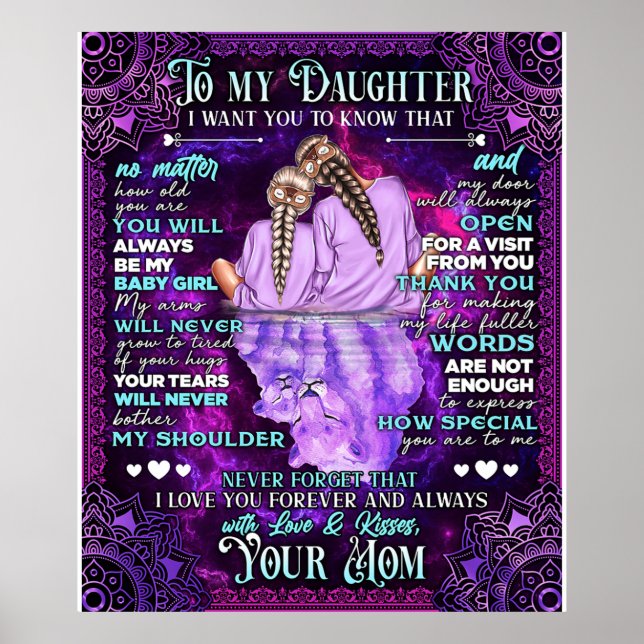 To My Daughter Birthday Gift, Cute Mum Baby Gift Poster (Front)