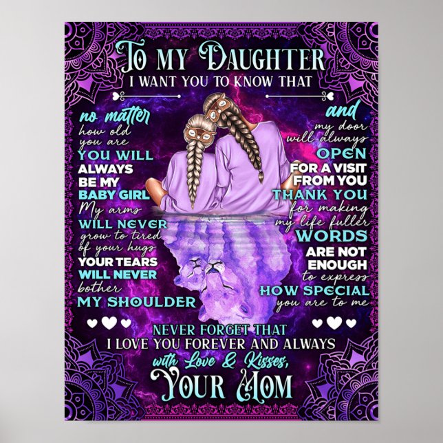 To My Daughter Birthday Gift, Cute Mum Baby Gift Poster (Front)