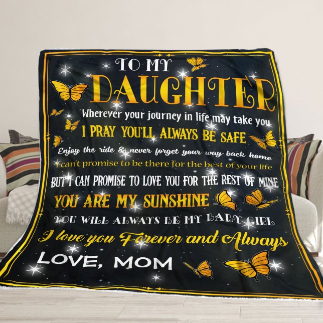To My Daughter Blanket, Butterfly Blanket, Family Fleece Blanket (Creator Uploaded)