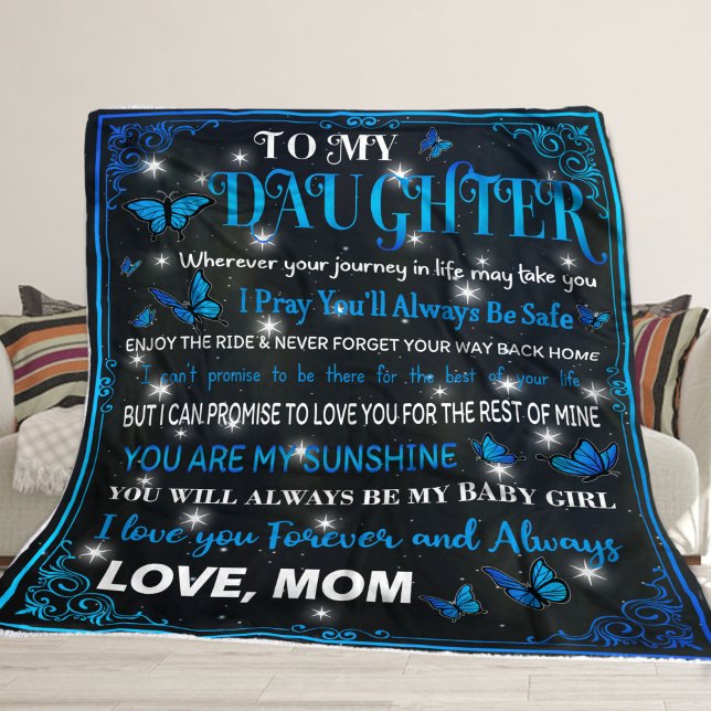 To My Daughter Blanket, Gift For Birthday Fleece Blanket (Creator Uploaded)