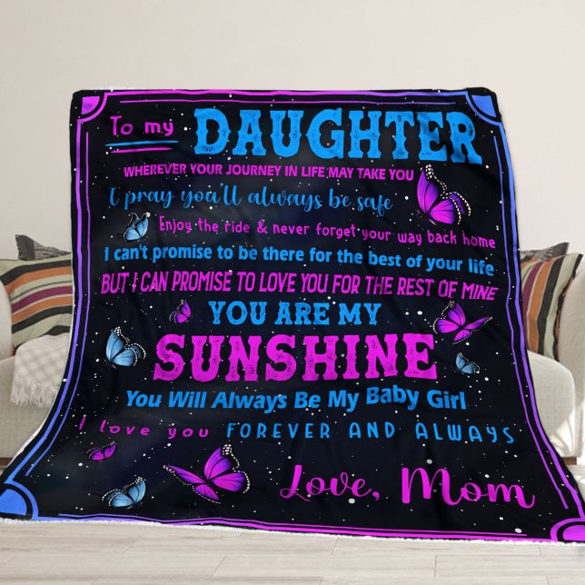 To My Daughter Blanket, Gift For Mum Fleece Blanket (Creator Uploaded)