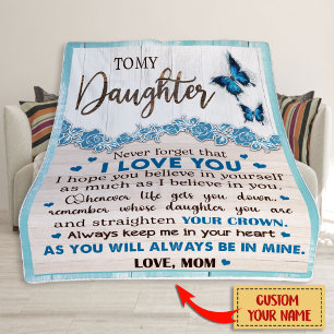 To My Daughter Blanket, Personalised Name Fleece Blanket