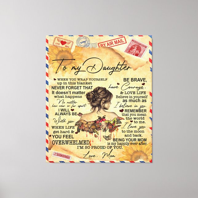 To My Daughter Butterflies Birthday Gift Idea Canvas Print (Front)