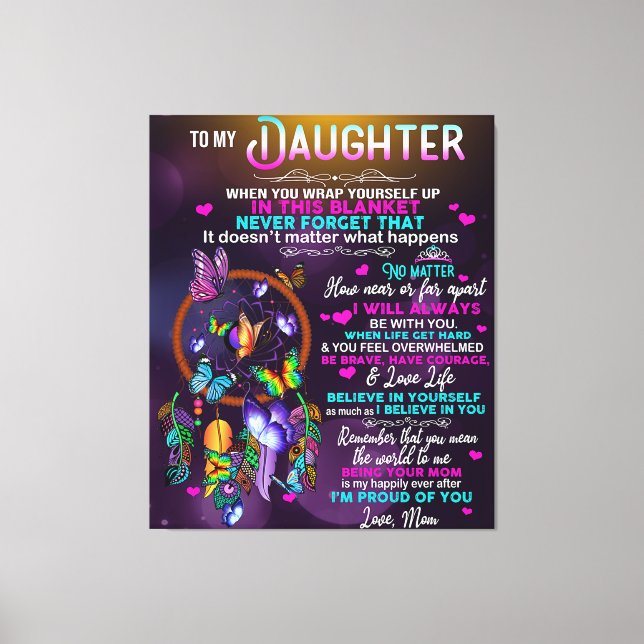 To My Daughter Butterflies Gift, Daughter Birthday Canvas Print (Front)
