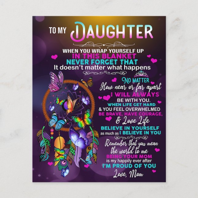 To My Daughter Butterflies Gift, Daughter Birthday Flyer (Front)