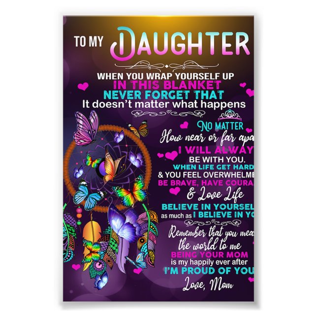 To My Daughter Butterflies Gift, Daughter Birthday Photo Print (Front)