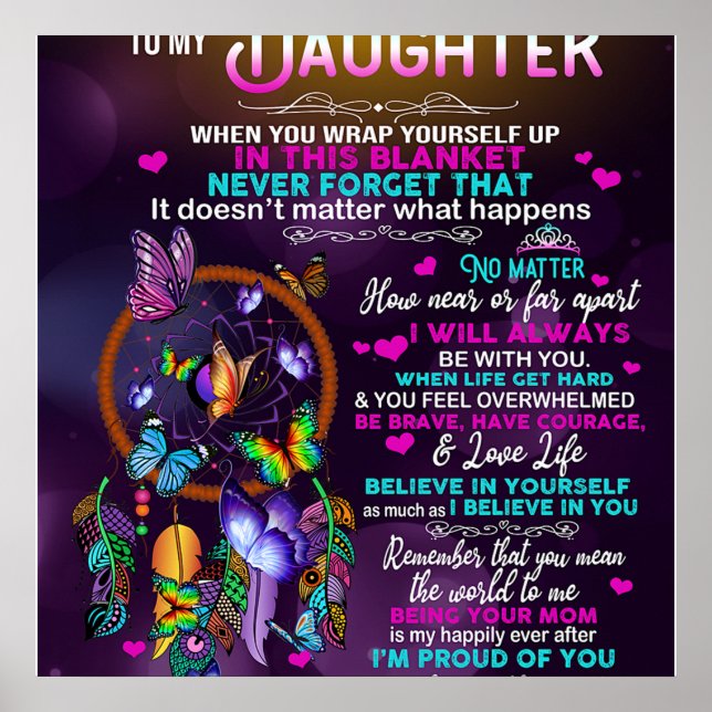 To My Daughter Butterflies Gift, Daughter Birthday Poster (Front)