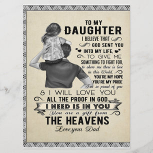 To My Daughter, Daughter Birthday Gift, Baby Girl Menu