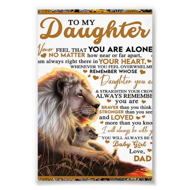 To My Daughter, Daughter Birthday Gift, Baby Girl Photo Print (Front)