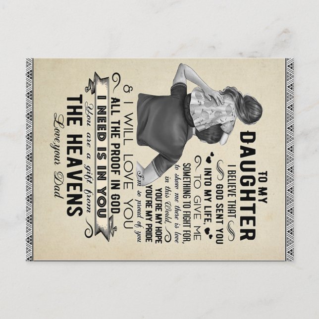 To My Daughter, Daughter Birthday Gift, Baby Girl Postcard (Front)