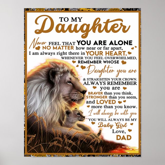 To My Daughter, Daughter Birthday Gift, Baby Girl Poster (Front)